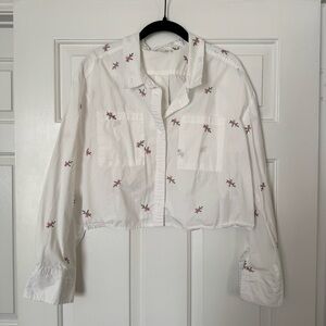 Mable Embroidered Cropped Button Down